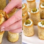 Delicias crujientes: queso cremoso y rollitos de aceitunas