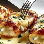 Rollitos de pollo rellenos de champiñones y queso con arroz con hierbas